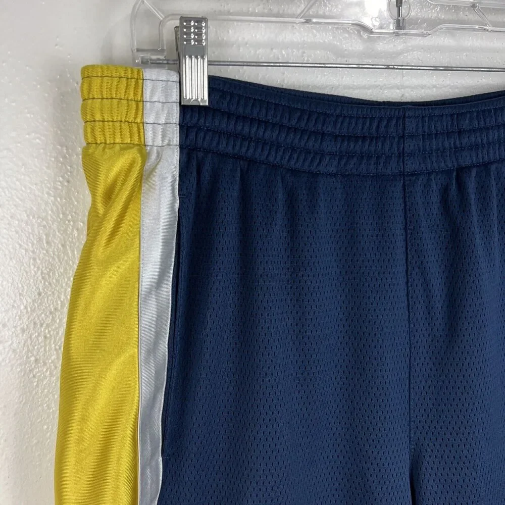 Nike Basketball Shorts Men Large Blue Yellow Activewear Athletic Bottoms